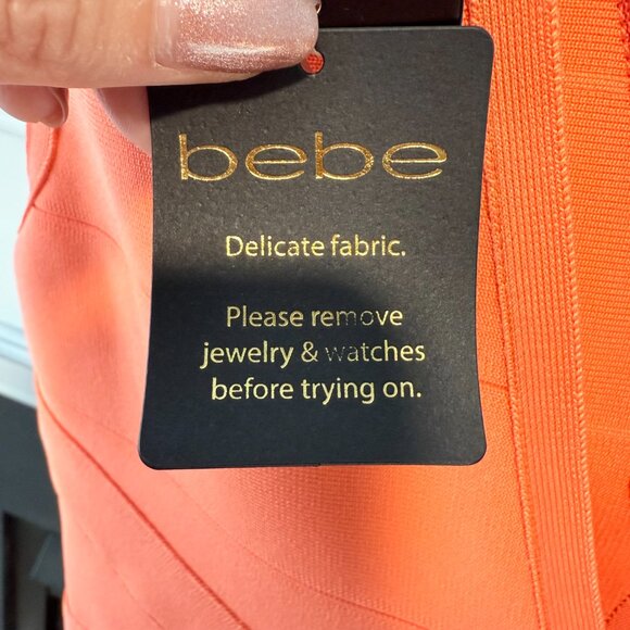 🧡 Coral Reef Bandage Dress | Double V Bodycon | Medium - Picture 6 of 11